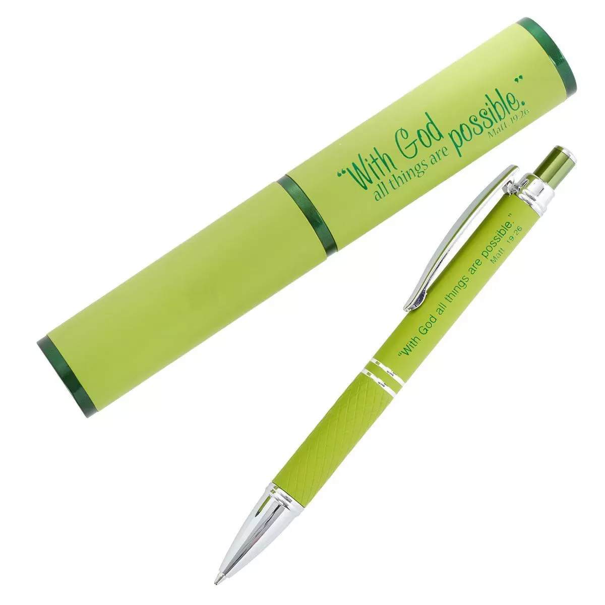 All Things are Possible Green Gift Pen and Case – Matthew 19:26