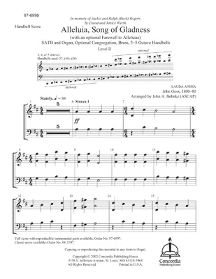 Alleluia, Song of Gladness (Handbell Part)