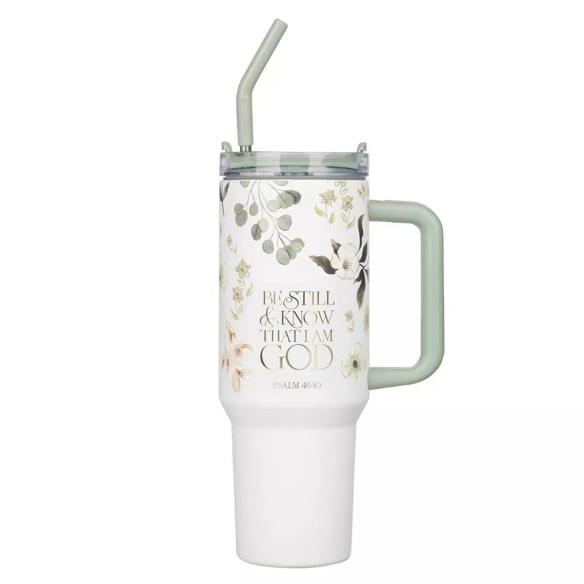 Be Still Teal Meadow 40 Oz Tumbler with Reusable Straw – Psalm 46:10