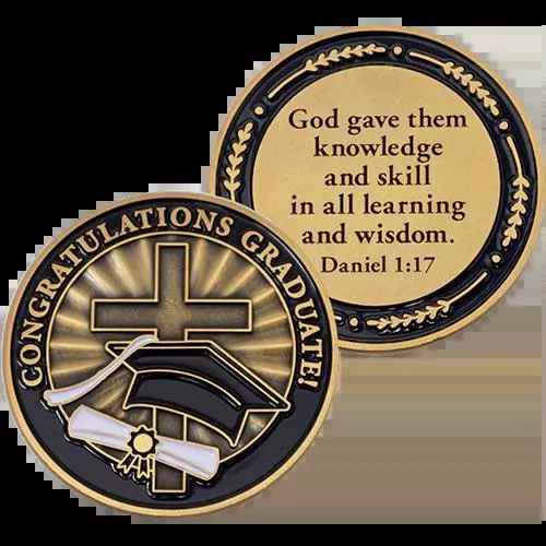 Congratulations Graduate Antique Gold Plated Christian Coin – Daniel 1:17