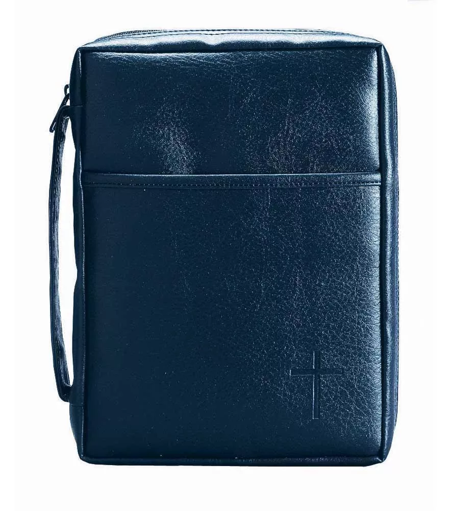 Cross Blue Vinyl Large Bible Cover
