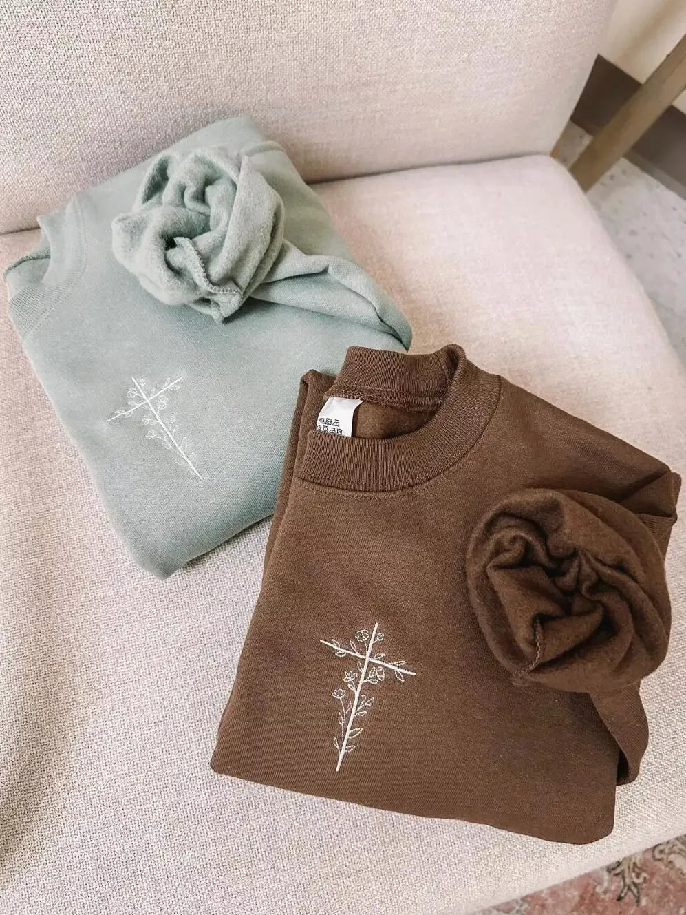 Embroidered Floral Cross Sweatshirt
