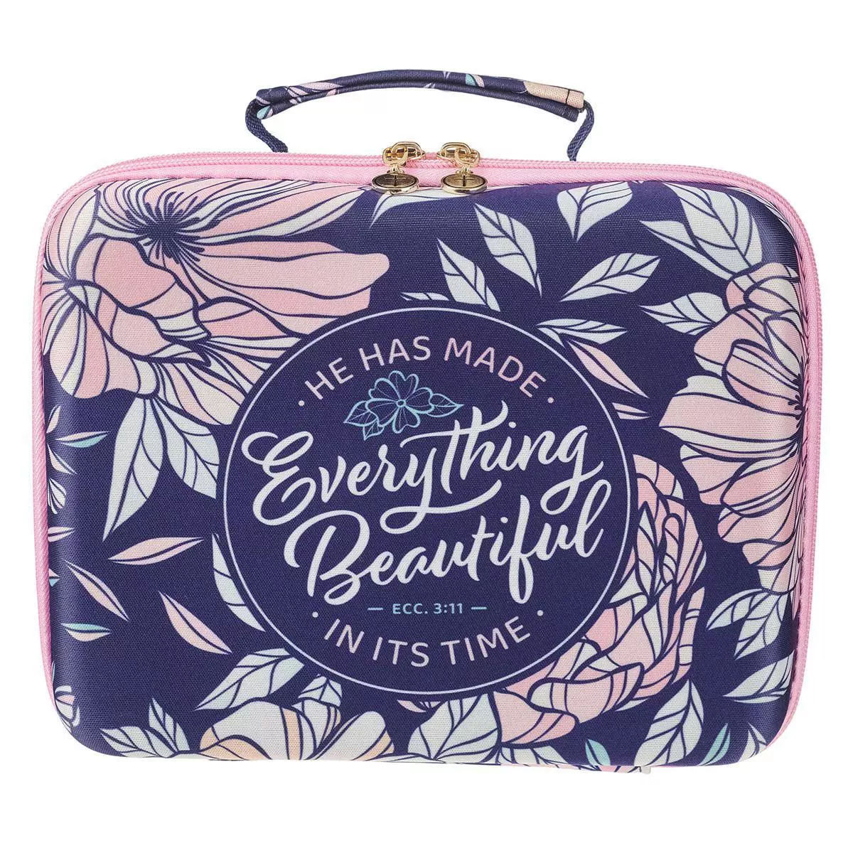 Everything Beautiful Navy Floral Two-fold Organizer Bible Case – Ecclesiastes 3:11