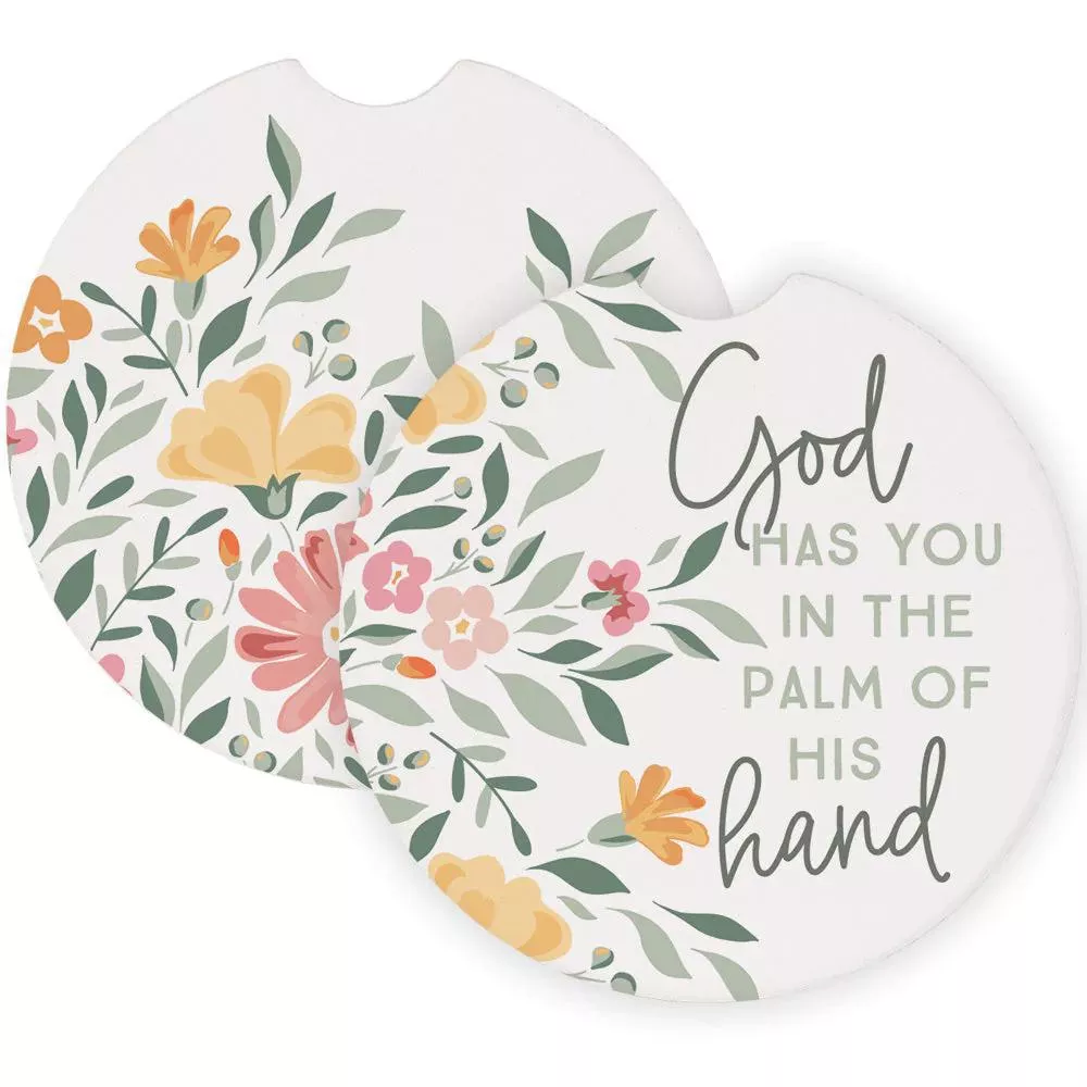 God Palm Hand Flowers Car Coasters