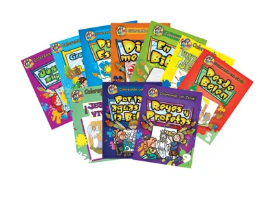 Juego completo de libros para colorear en español (7-Book Set of Spanish Coloring Books)