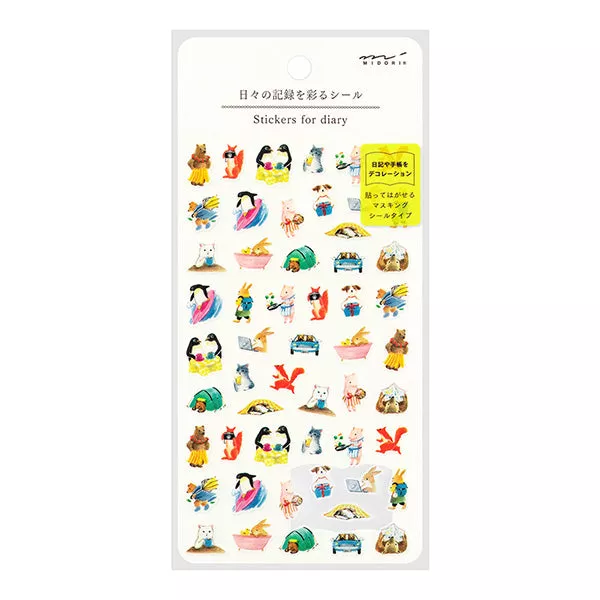Midori Sticker Daily Records Animal Scenes