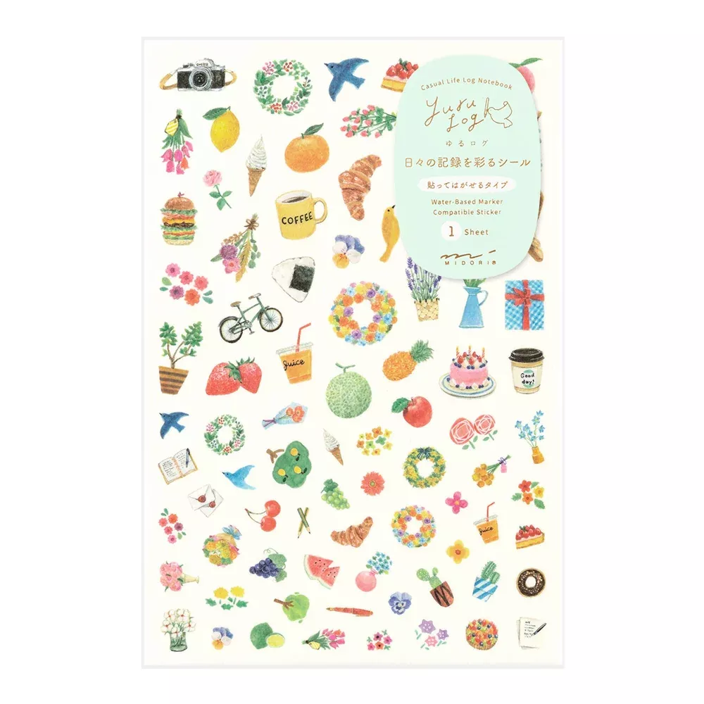 Midori Yuru Log Sticker (1 Sheet) - Motif