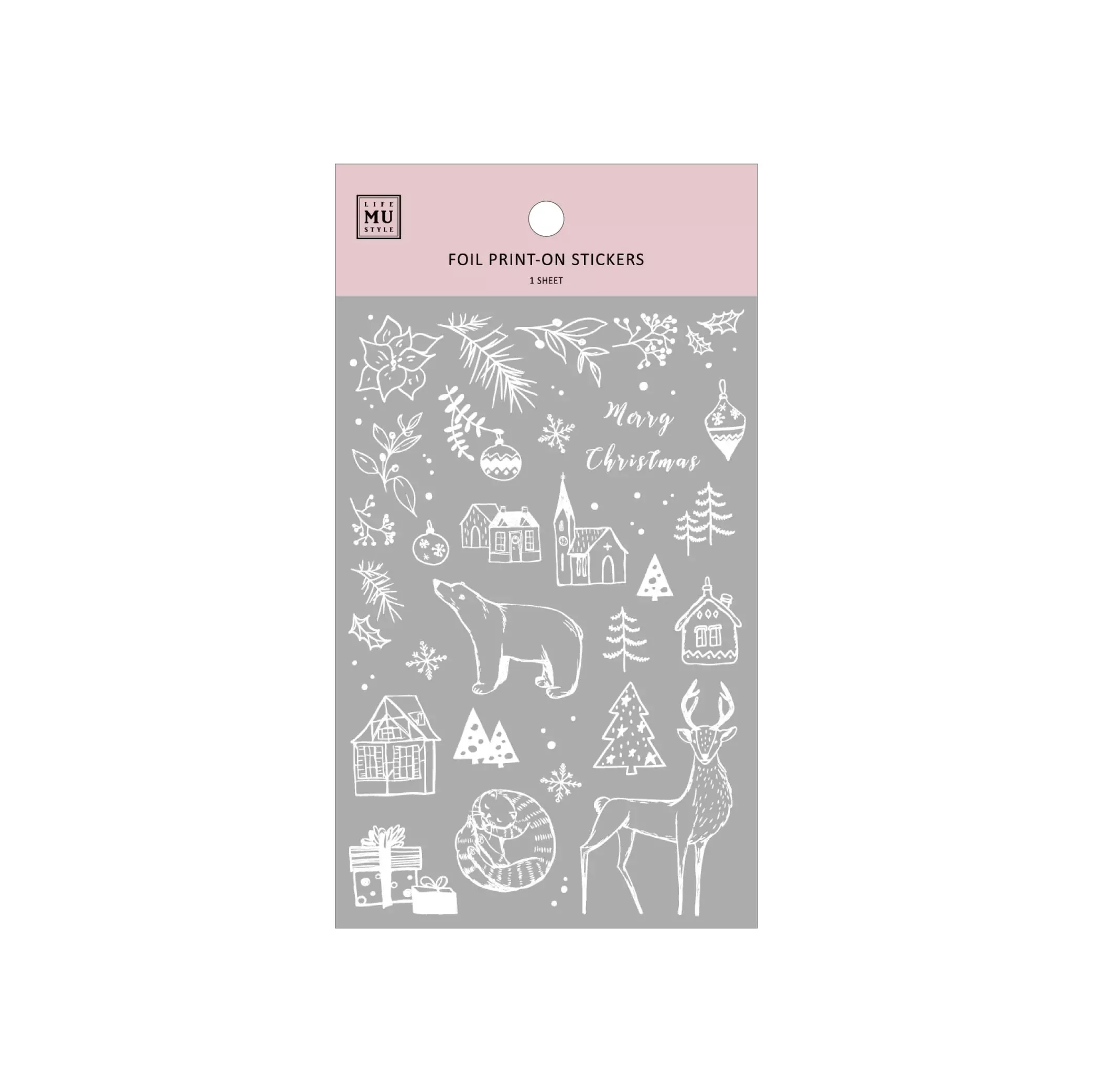 MU Craft Silver Foil Christmas Print-On Sticker 001
